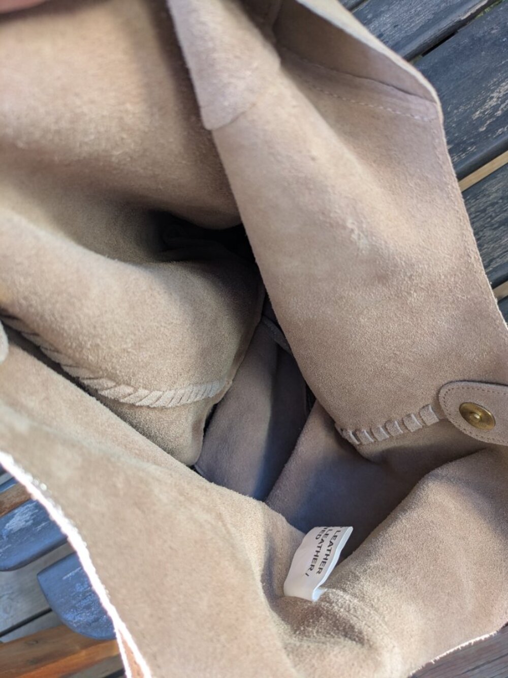 Haute Hippie Suede Leather Festival Hobo Bag w/ Removable Zipper Pouch Taupe. - Picture 7 of 8
